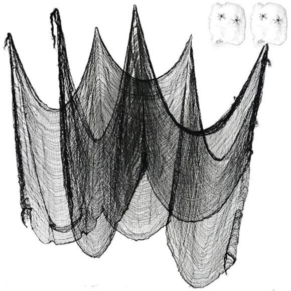 Set of 2 Black Creepy Scary Gauze Cloth Doorways for Walls Entryways 30"x84" - Picture 6 of 6